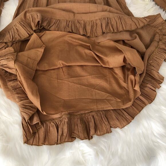 Free People Erin Embroidered Boho Mini Dress Size M NWT Long sleeve In Brown - Picture 9 of 13